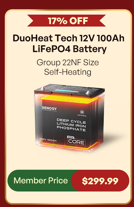 DuoHeat Tech 12V 100Ah LiFePO4 Battery | Member Price $299.99