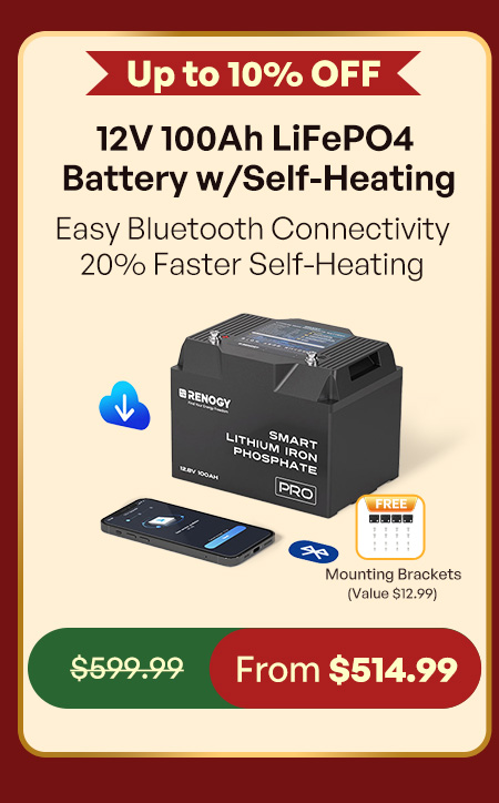 12V 100Ah LiFePO4 Battery w/ Bluetooth & Self-Heating·From $514.99