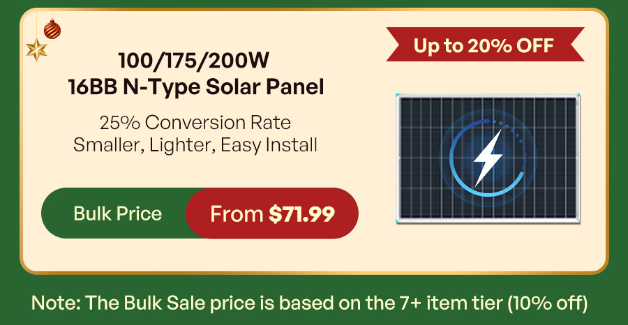 100/175/200W 16BB N-Type Solar Panel ·Bulk Sale From $71.99
