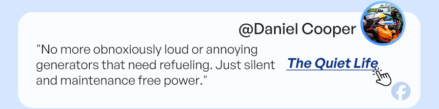 The Quiet Life: "No more obnoxiously loud or annoying generators that need refueling. Just silent and maintenance free power."