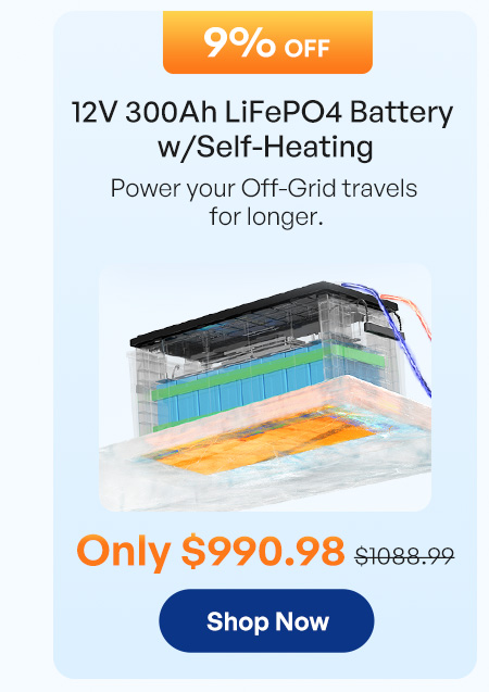 12V 300Ah LiFePO4 Battery w/Self-Heating