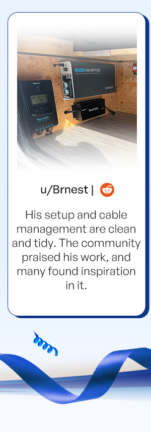 u/Brnest | Reddit Brnest's setup and cable management are clean and tidy. The community praised his work, and many found inspiration in it.
