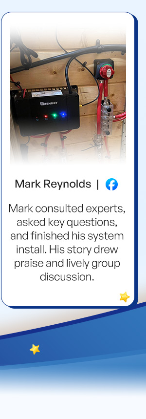 Mark consulted experts, asked key questions, and finished his system install. His story drew praise and lively group discussion.