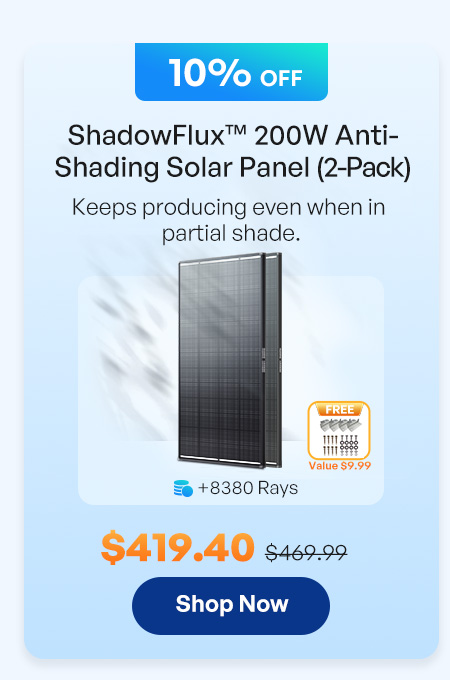 ShadowFlux™ 200W Anti-Shading Solar Panel（2-Pack）
