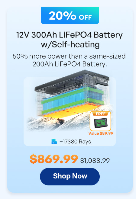 12V 300Ah LiFePO4 Battery w/Self-heating