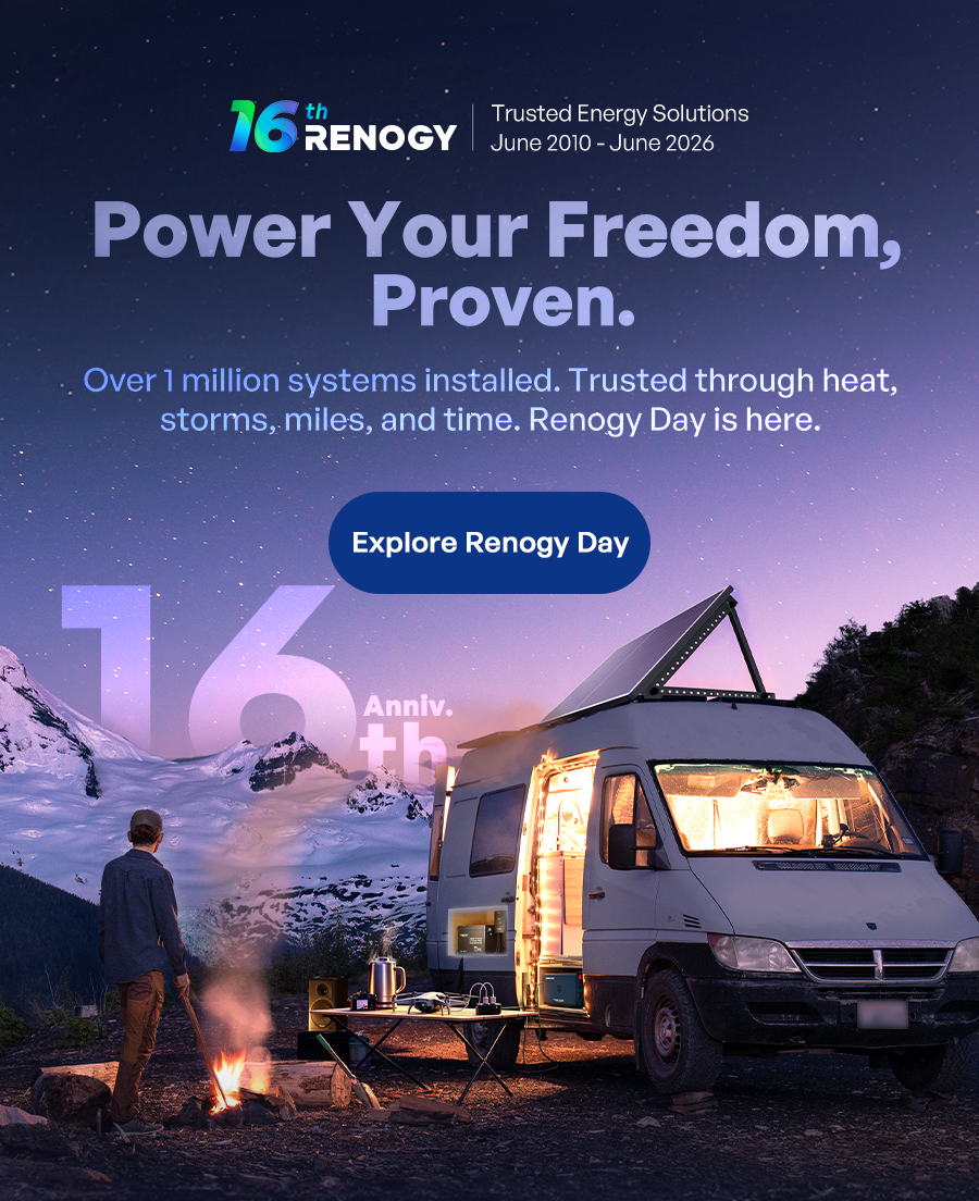 16th RENOGY | Trusted Energy Solutions June 2010 - June 2026 Power Your Freedom, Proven. Over 1 million systems installed. Trusted through heat, storms, miles, and time. Renogy Day is here.
