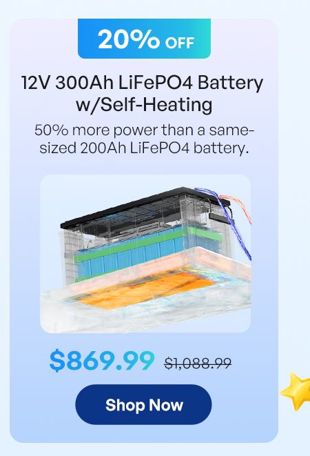 12V 300Ah LiFePO4 Battery w/Self-Heating