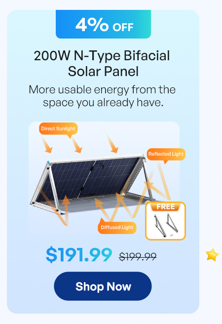 200W N-Type Bifacial Solar Panel