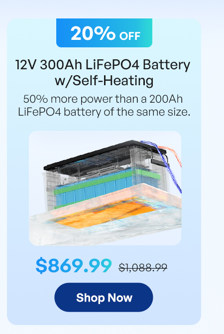 12V 300Ah LiFePO4 Battery w/Self-Heating