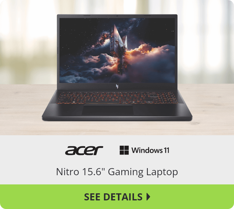 Acer Windows 11 Nitro 15.6 inch Gaming Laptop. See Details.