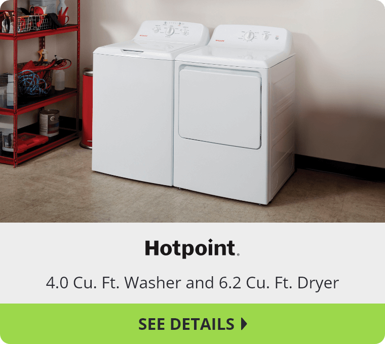 4.0 Cu. Ft. Washer and 6.2 Cu. Ft. Dryer