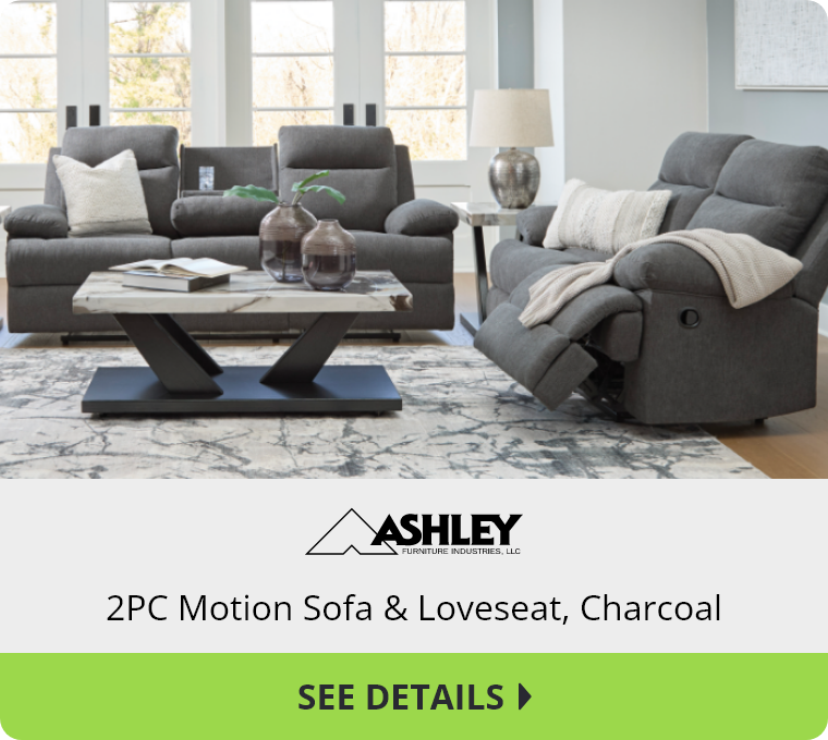 2PC Motion Sofa & Loveseat, Charcoal
