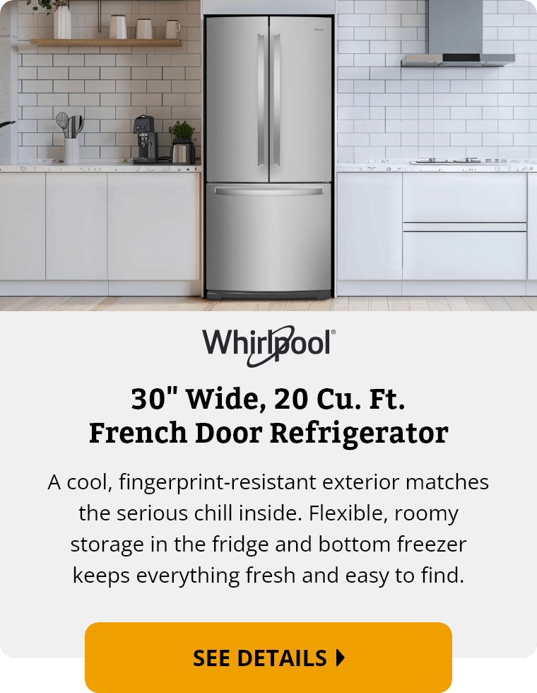 30" Wide, 20 Cu. Ft. French Door Refrigerator