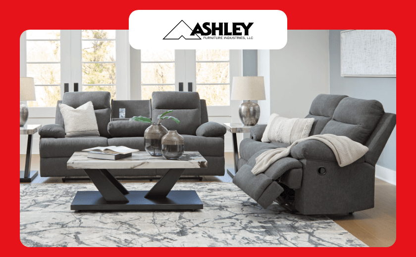 Ashley 2-Piece Motion Sofa & Loveseat, Charcoal