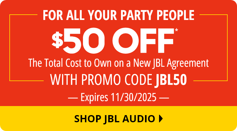 For All Your Party People. $50 Off* The Total Cost to Own on a New JBL Agreement with promo code JBL50. Expires November 30, 2025. Shop JBL Audio.