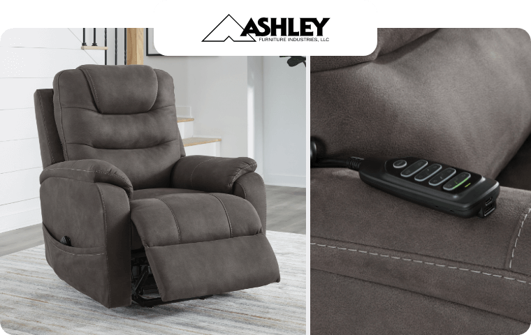 Ashley “Snowfield” Power Lift Recliner, Gunmetal