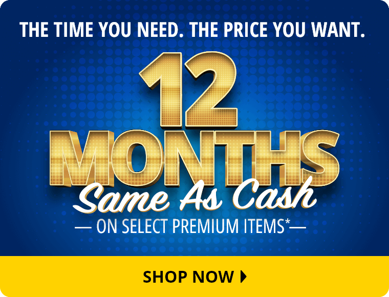 The Time You Need. The Price You Want. 12 Months Same As Cash On Select Premium Items.* Shop Now