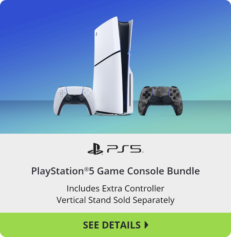Sony PlayStation®5 Game Console Bundle. Includes Extra Controller. Vertical Stand Sold Separately. See Details.