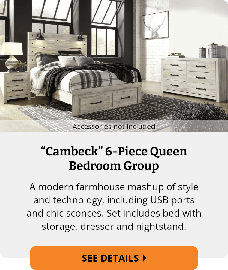 Ashley “Cambeck” 6-Piece Queen Panel Storage Bedroom Group