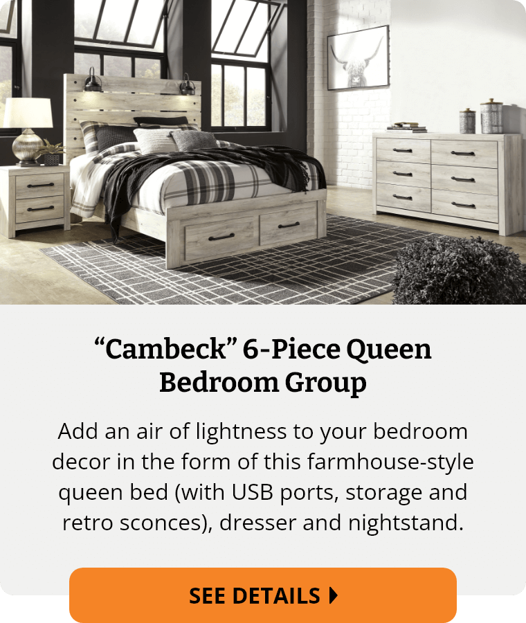 Ashley “Cambeck” 6-Piece Queen Panel Storage Bedroom Group