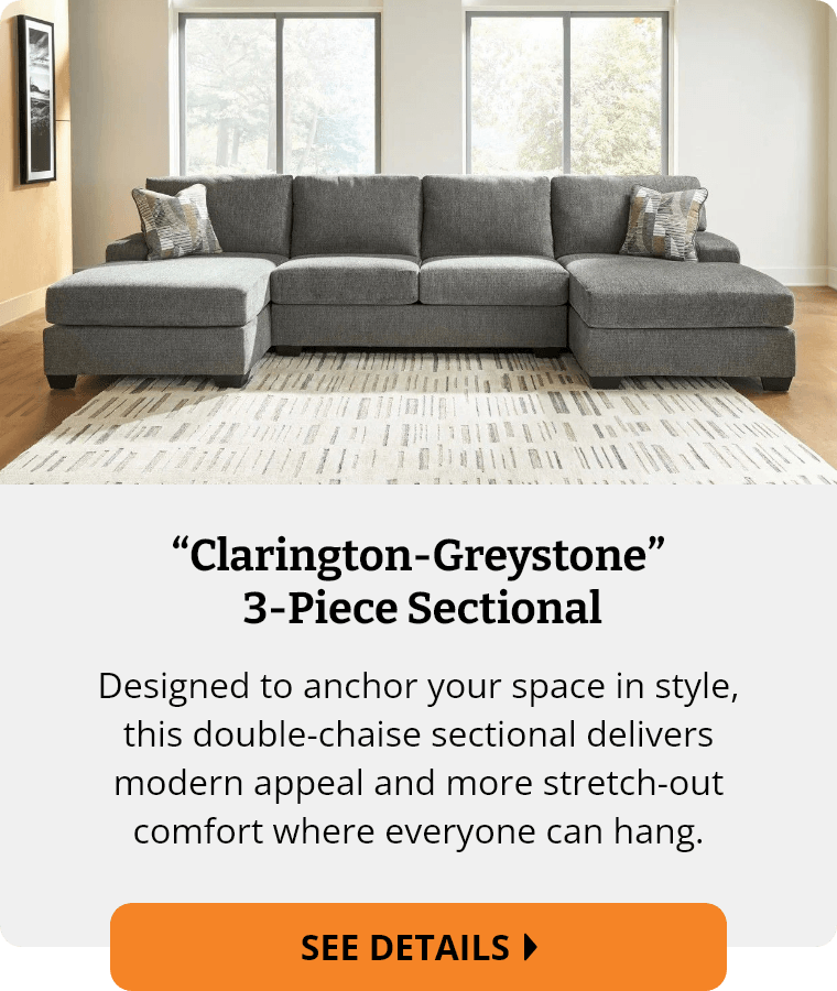 Ashley “Clarington-Greystone” 3-Piece Sectional