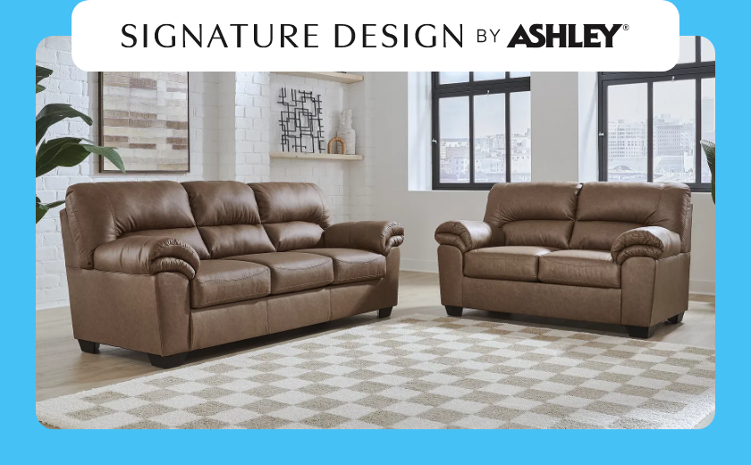 Signature Design by Ashley 2PC WillowBend Sofa & Loveseat, Caramel