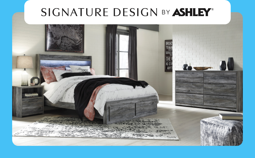 Signature Design by Ashley Baystorm Queen Panel Storage Bed, Dresser and Nightstand