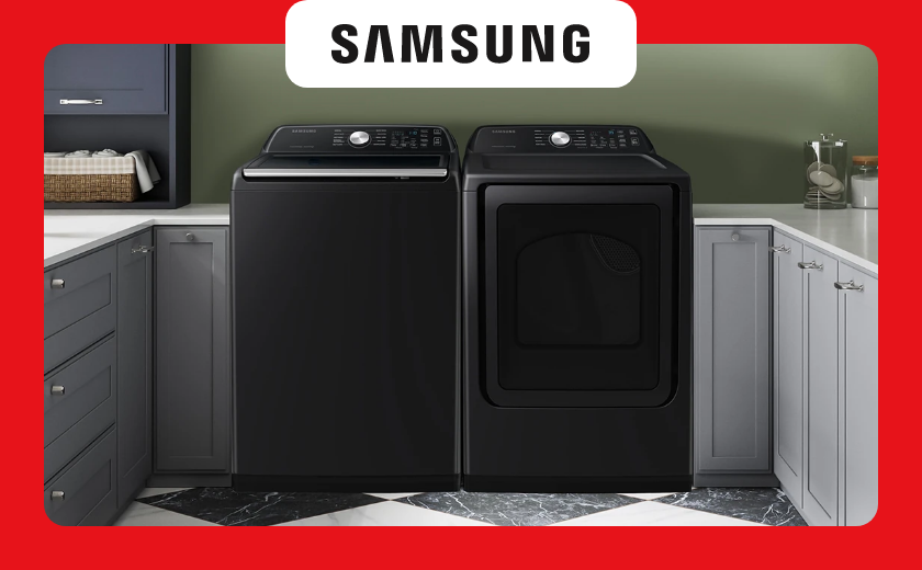 Samsung 4.7 cu. ft. Washer and 7.4 cu. ft. Electric Dryer in Brushed Black