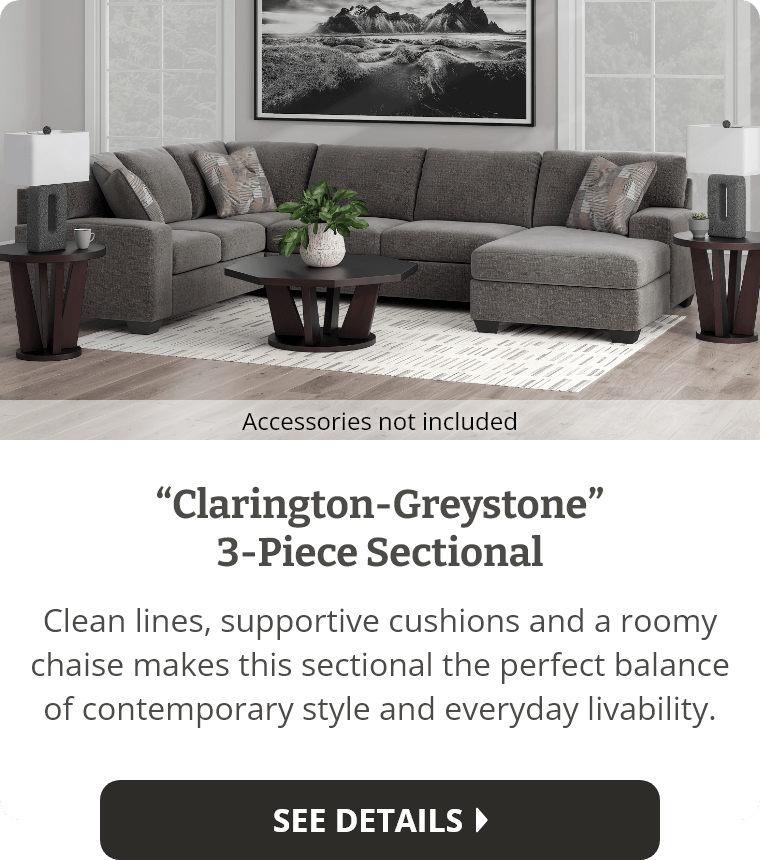 "Clarington-Greystone" 3-Piece Sectional