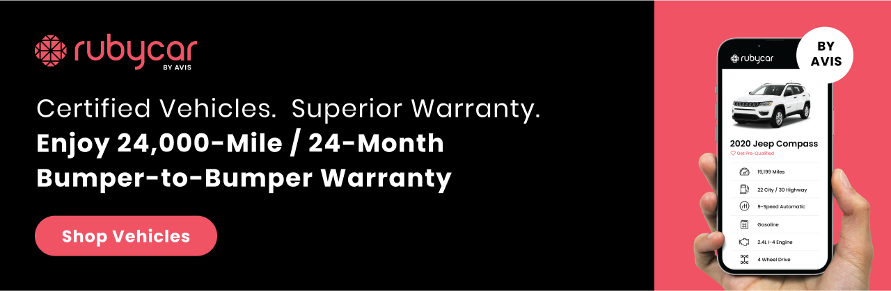 rubycar BY AVIS | Certified Vehicles. Superior Warranty. Enjoy 24,000-Mile / 24-Month Bumper-to-Bumper Warranty | Shop Vehicles