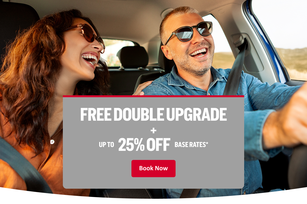 FREE DOUBLE UPGRADE + UP TO 25% OFF BASE RATES* Book Now