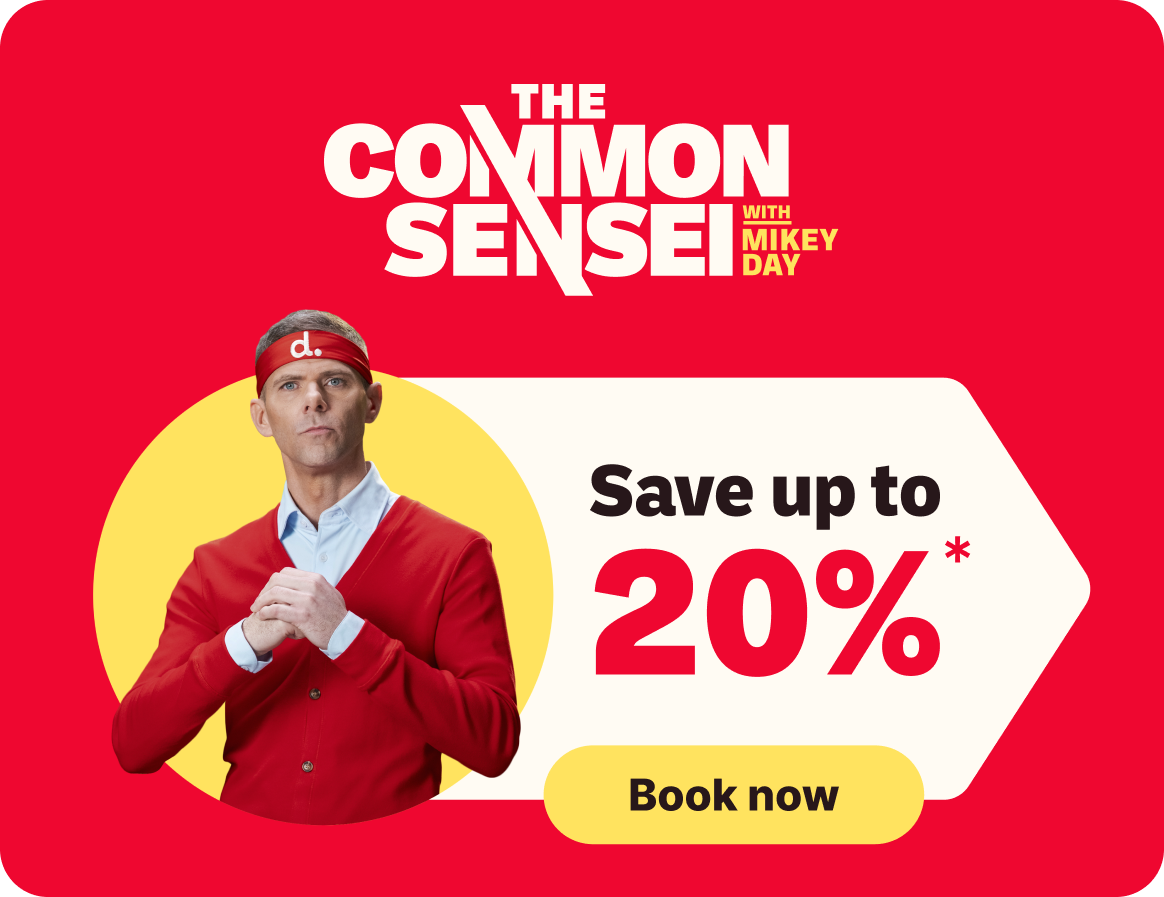 Common Sensei says Save up to 20% Book now