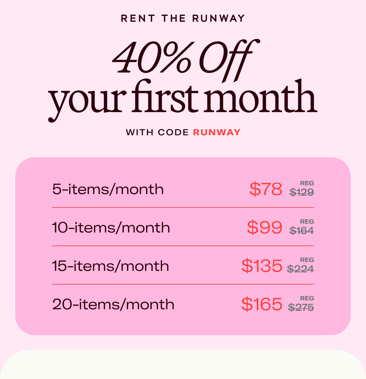 40% Off Your first month