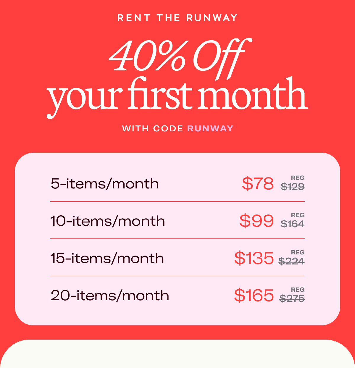 40% Off Your first month