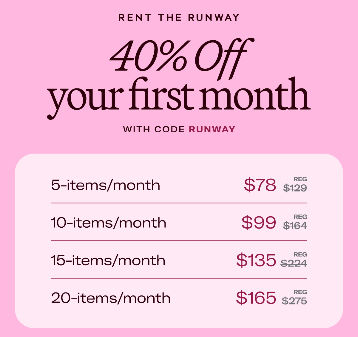 40% Off Your first month