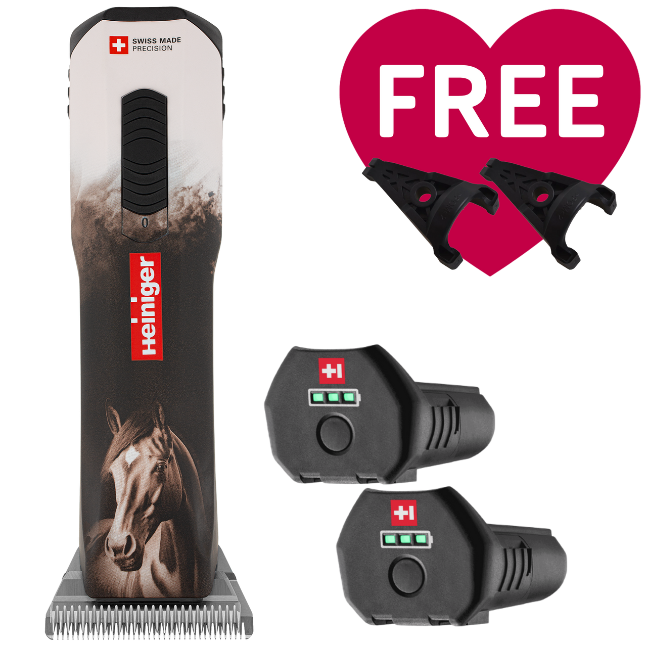Opal Horse Design Cordless Clipper with Two Batteries and Two Free Drives