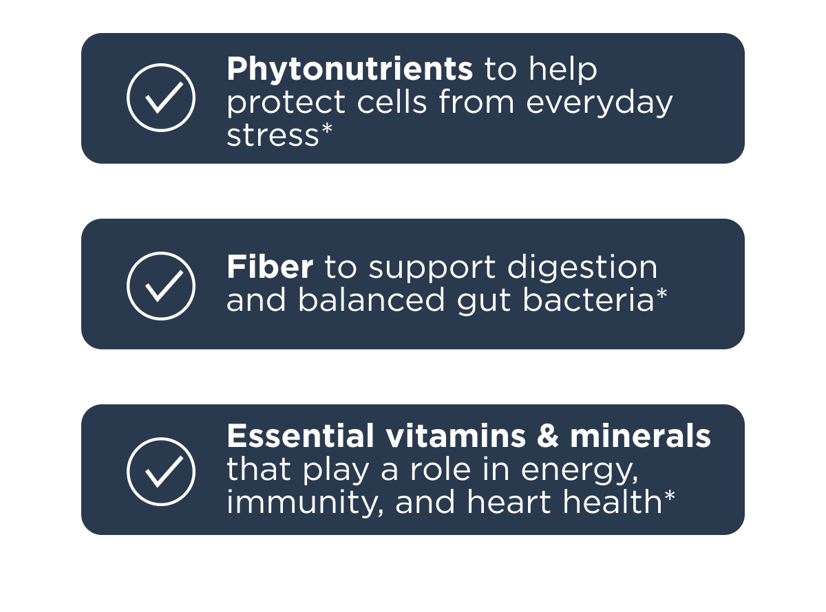 Phytonutrients, fiber, and essential vitamins and minerals