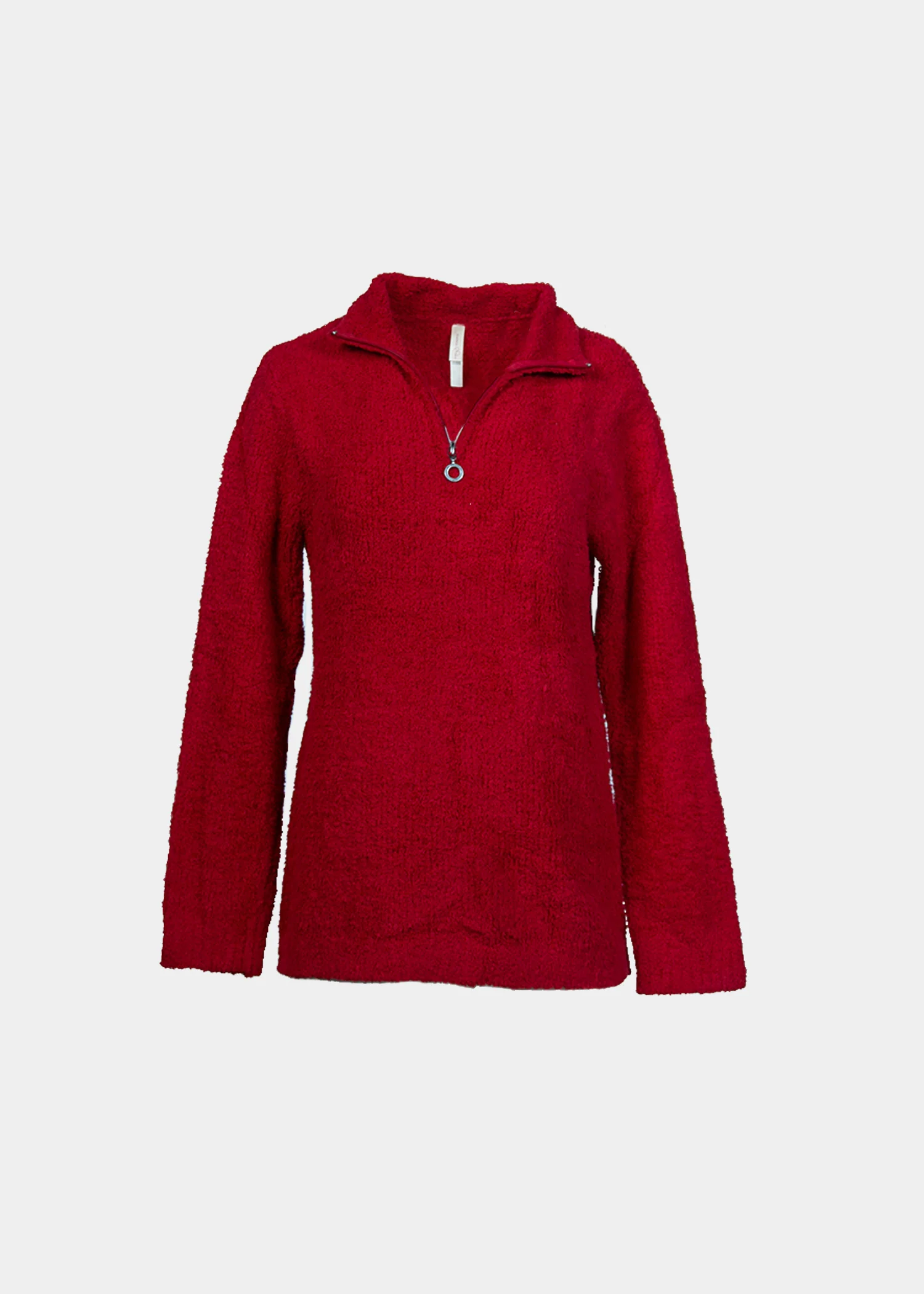 Image of Marshmallow Zip Top - Cranberry 1X - Final Sale