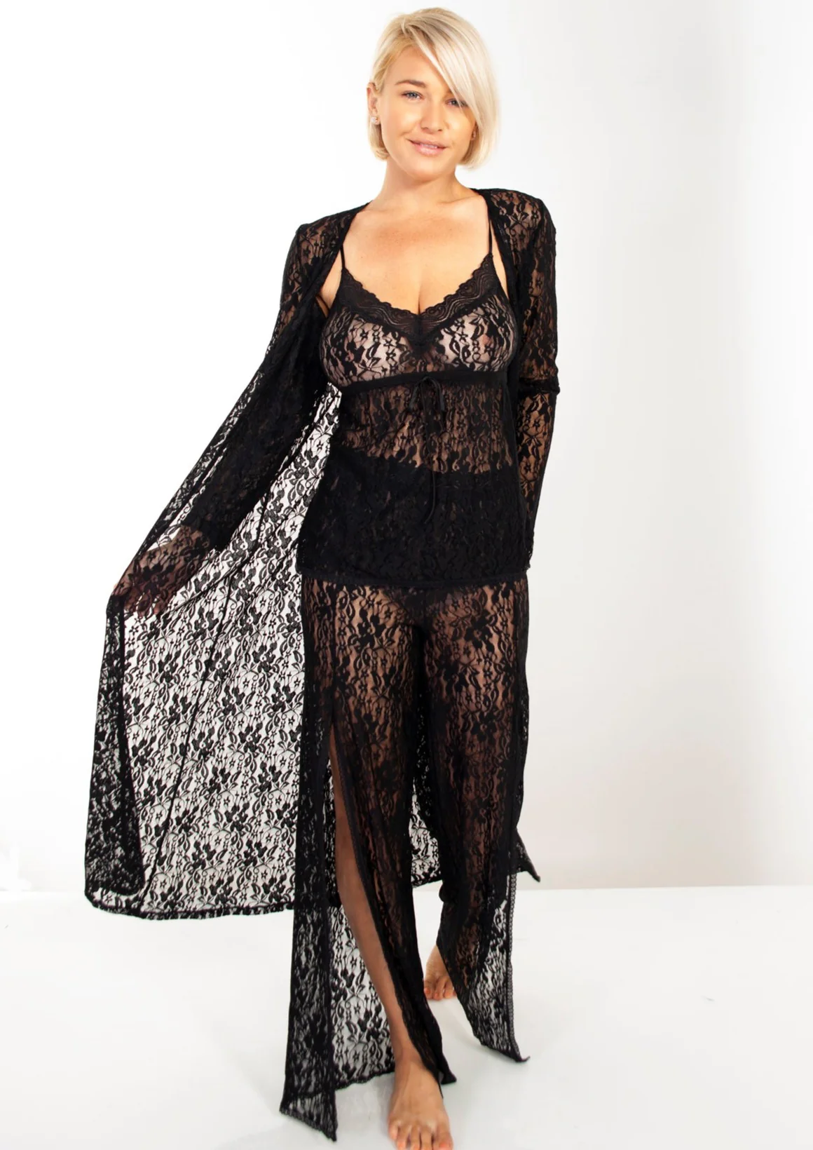 Image of Up All Night Stretch Lace Duster - Final Sale