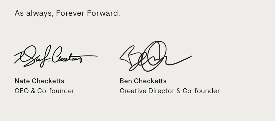 As always, Forever Forward. From Nate & Ben