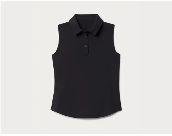 Course to Court Sleeveless Polo: Black