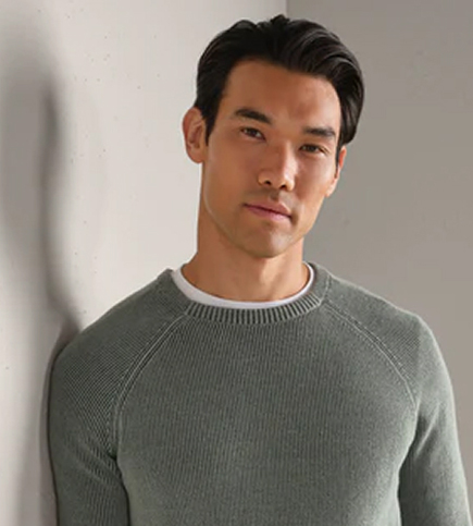Rib Crew Neck Sweater - Pine Gray