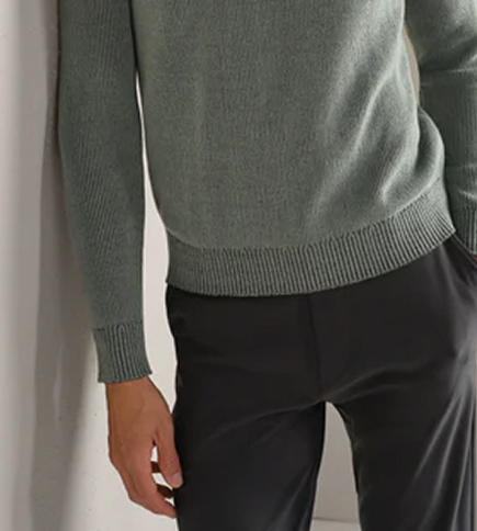 Rib Crew Neck Sweater - Pine Gray