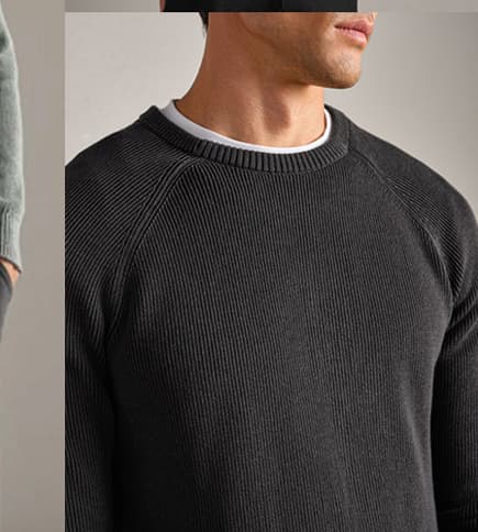 Rib Crew Neck Sweater - Black