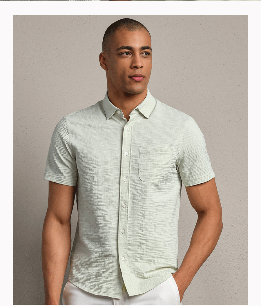 Commuter® Seersucker Short Sleeve Button Down