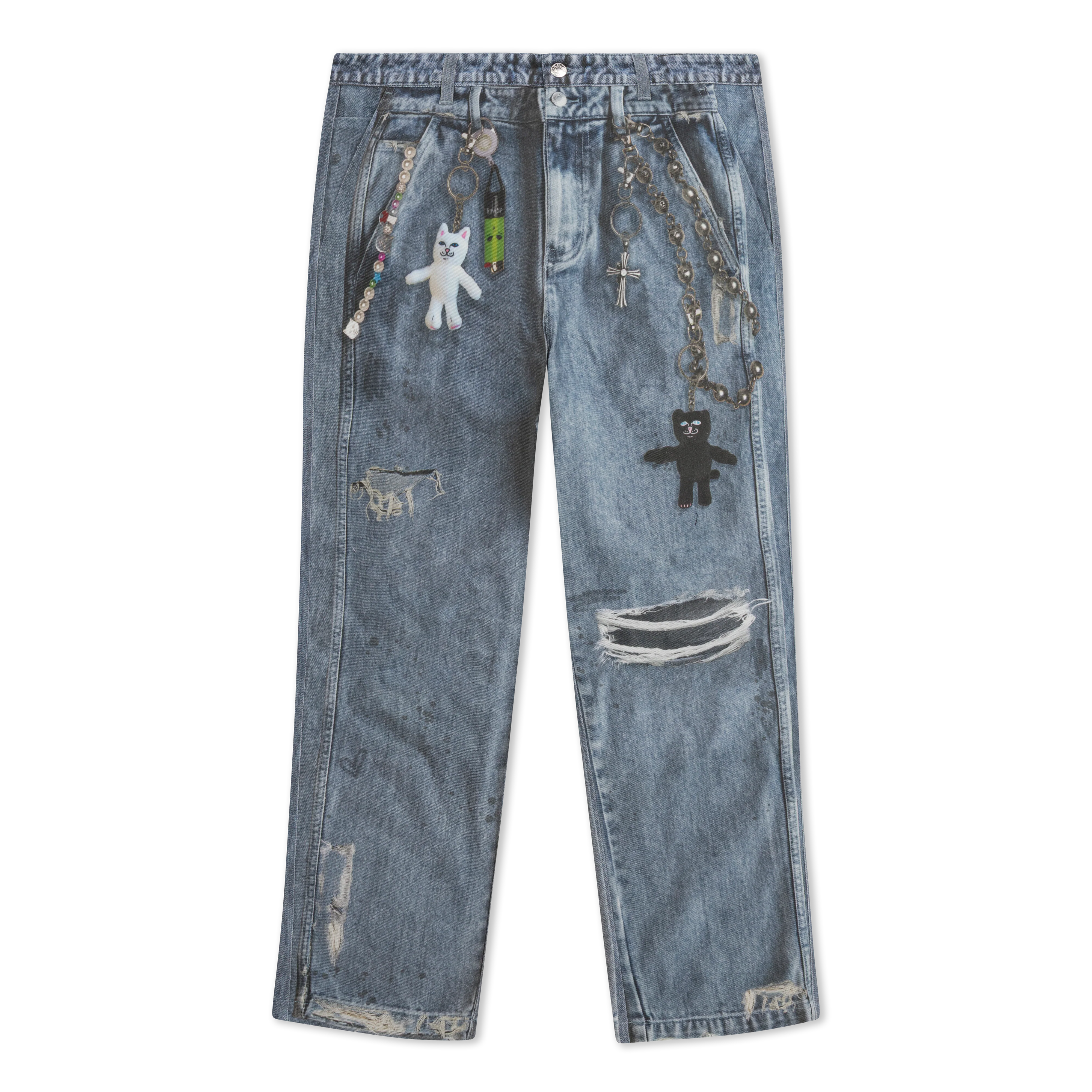 Image of Real Straight Leg Denim Pants (Light Wash)