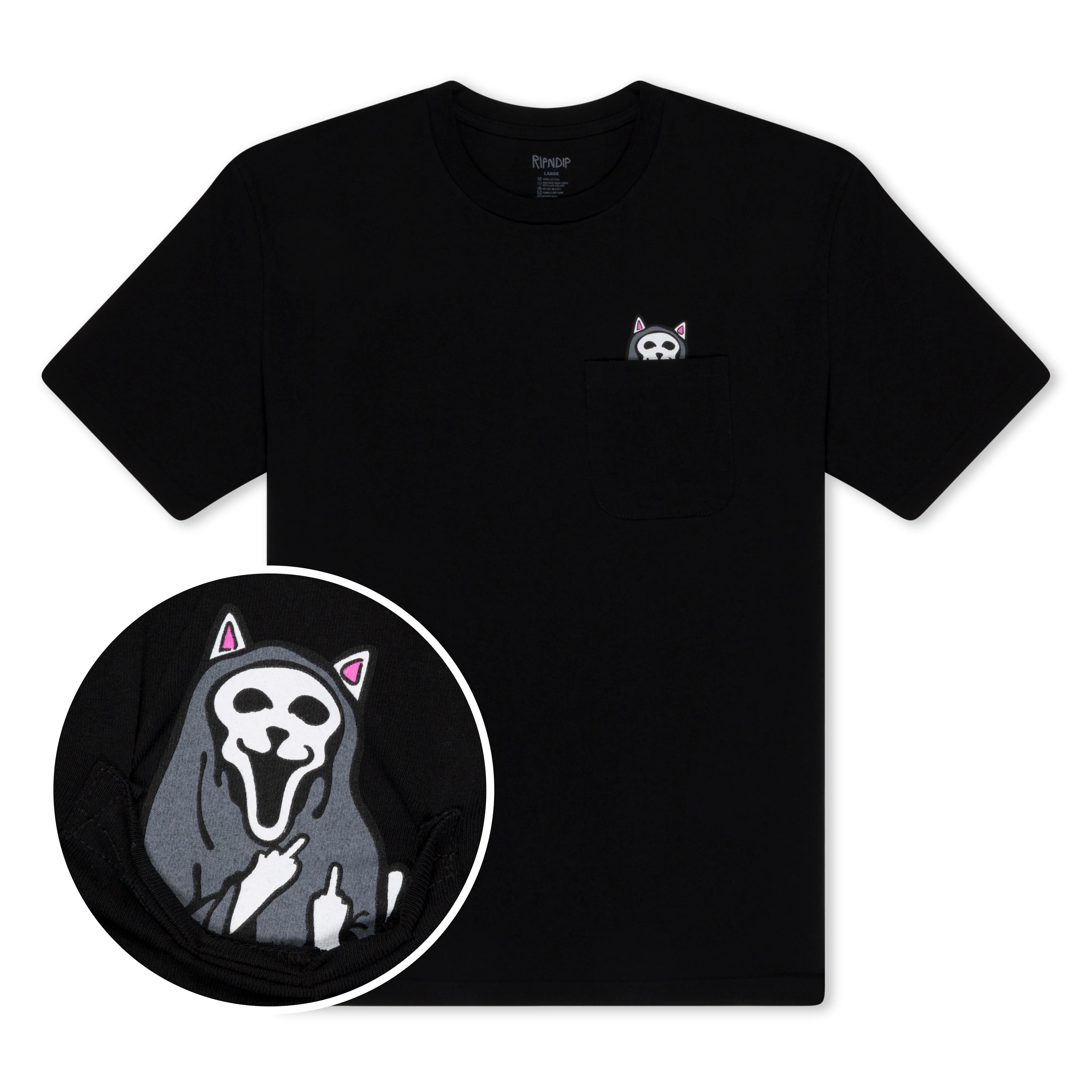 Image of Trick Or Treat Lord Nermal Pocket Tee (Black)