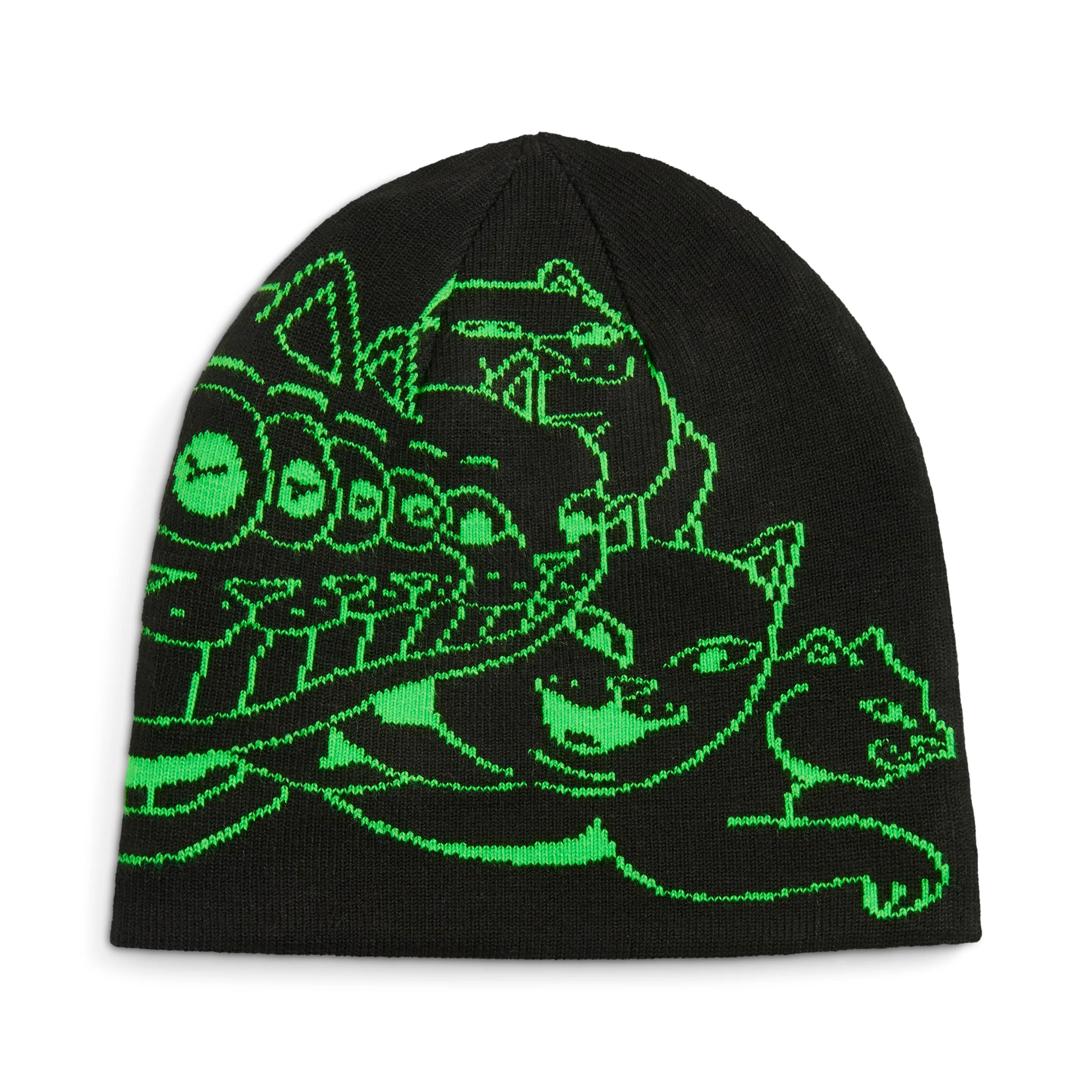 Image of PUMA x RIPNDIP Reversable Skull Beanie (PUMA Black-Fluro Green Pes)