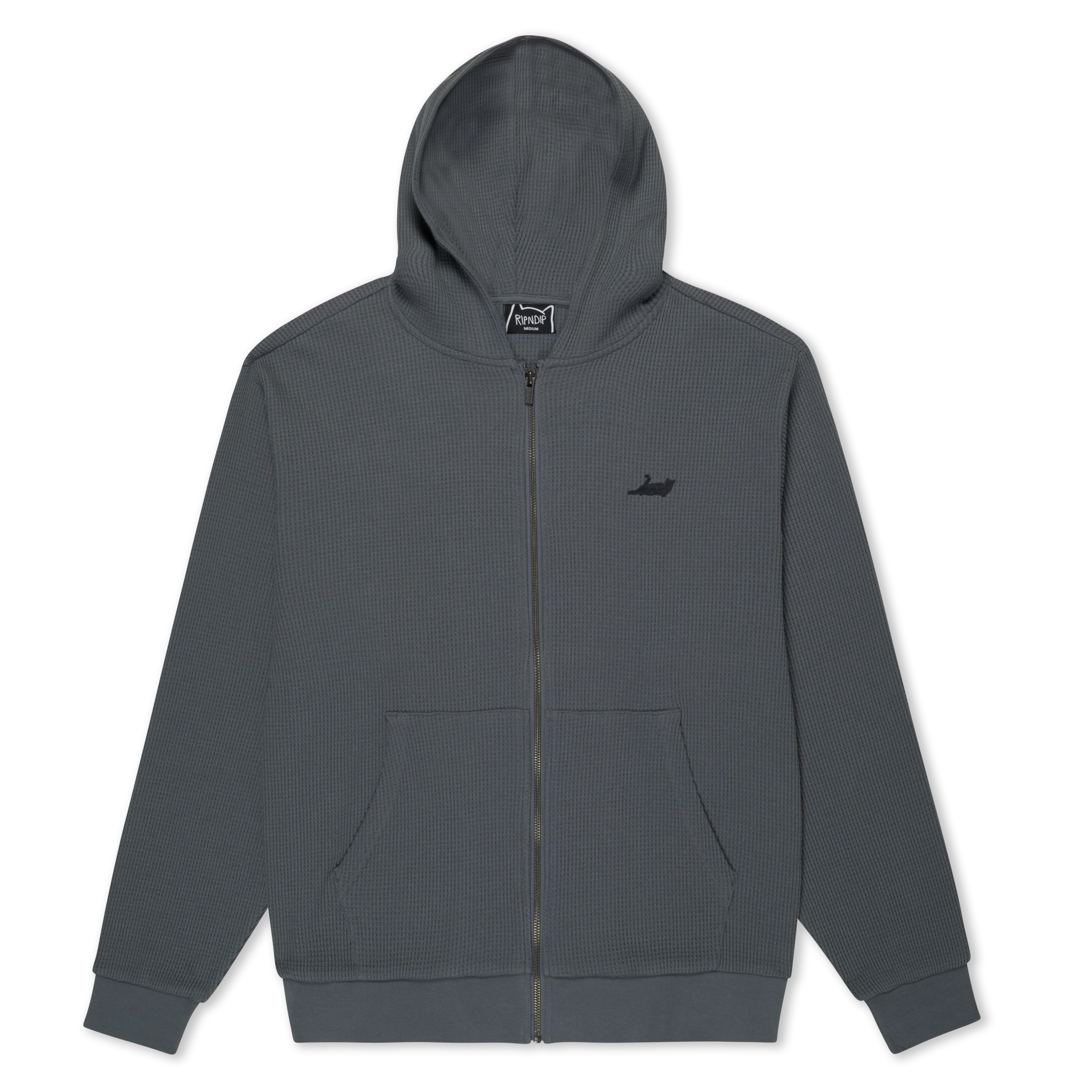Image of Castanza Waffle Knit Zip Up Hoodie (Charcoal)
