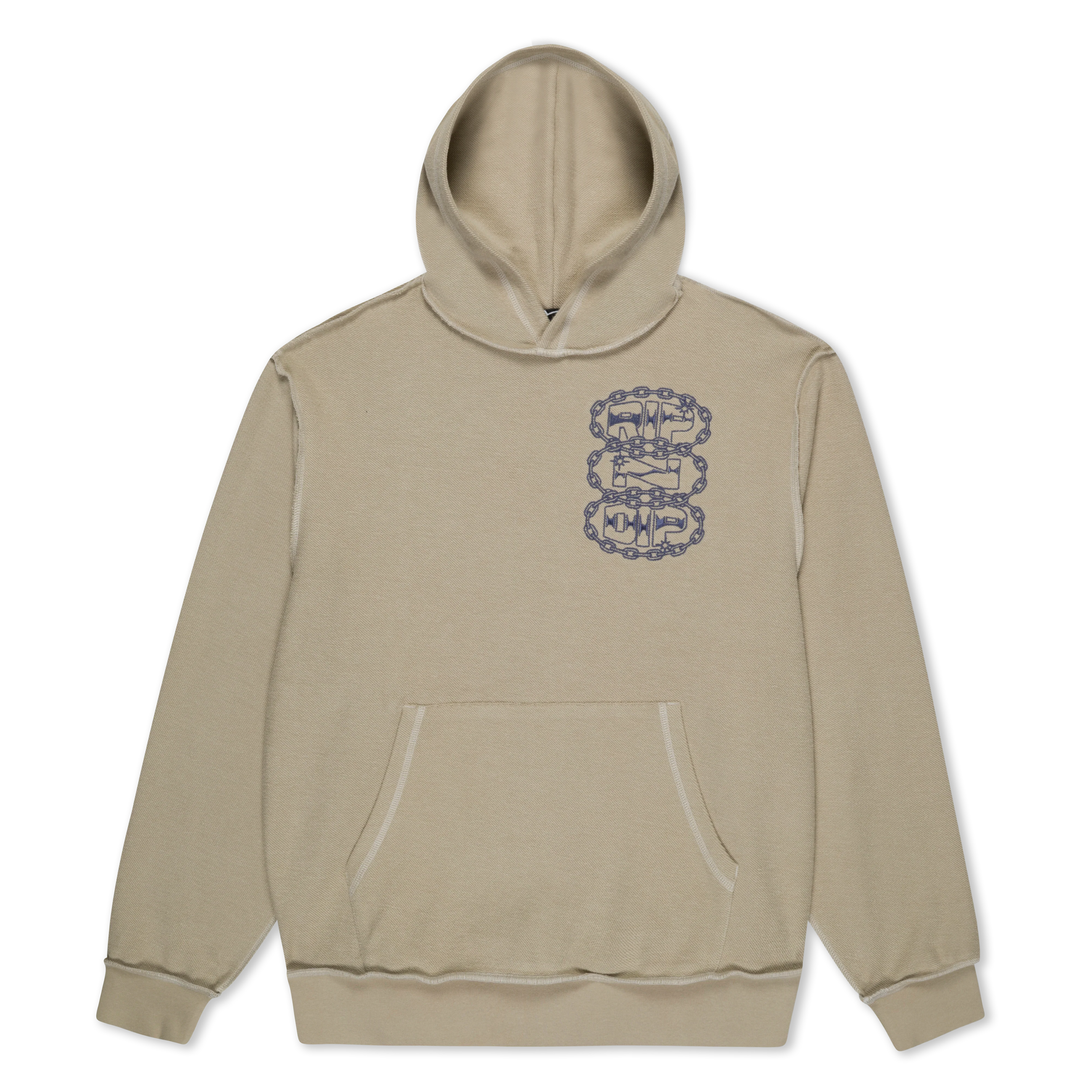 Image of Linked Up Reverse Stitched Hoodie (Khaki)